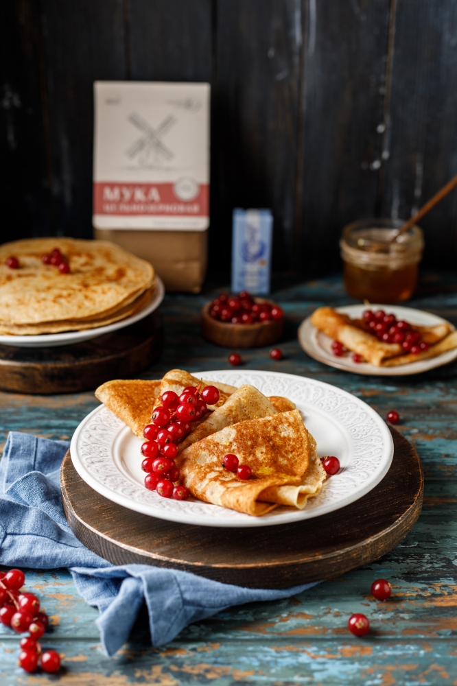 Дрожжевые блины на цельнозерновой муке